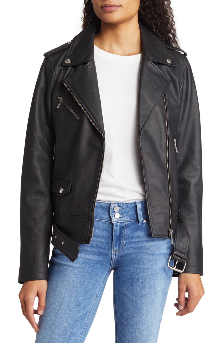 Sam Edelman Belted Moto Jacket, Main, color, 