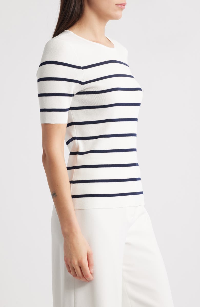Tahari ASL Stripe Short Sleeve Sweater, Alternate, color, 