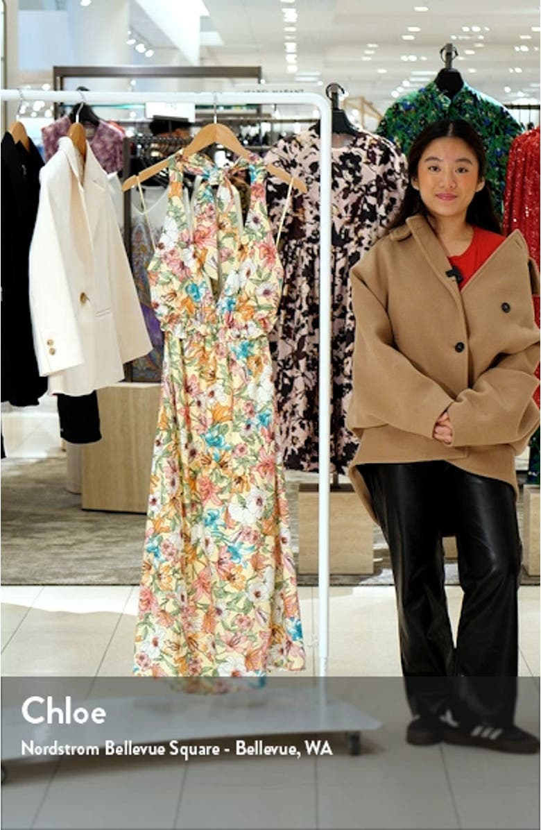Floral Halter Linen Blend Midi Dress, sales video thumbnail