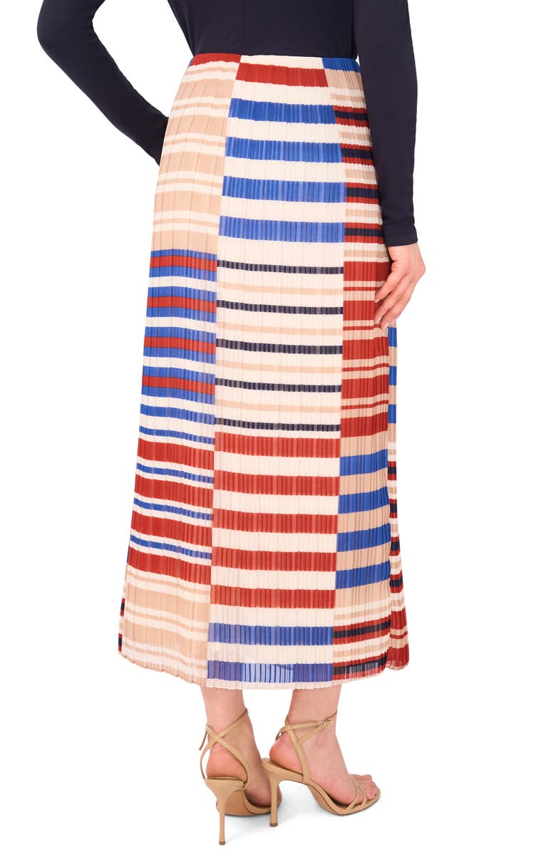 Halogen<sup>®</sup> Pleated Colorblock Stripe Maxi Skirt, Alternate, color, Burnt Henna