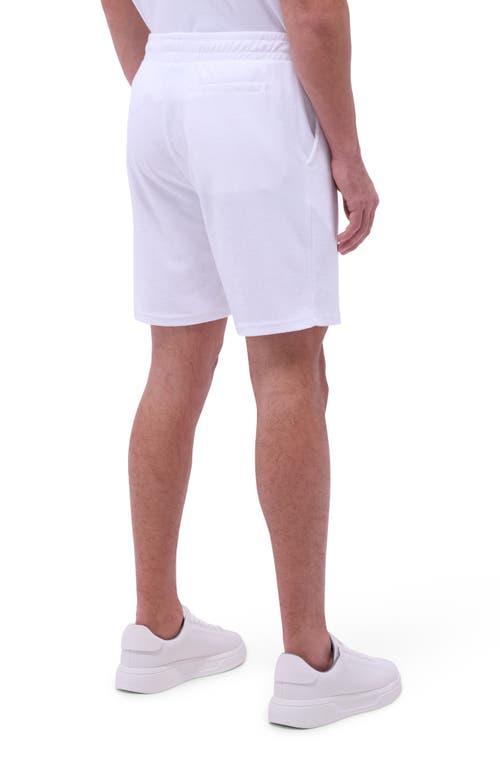 Bugatchi Cotton Blend French Terry Drawstring Shorts In White