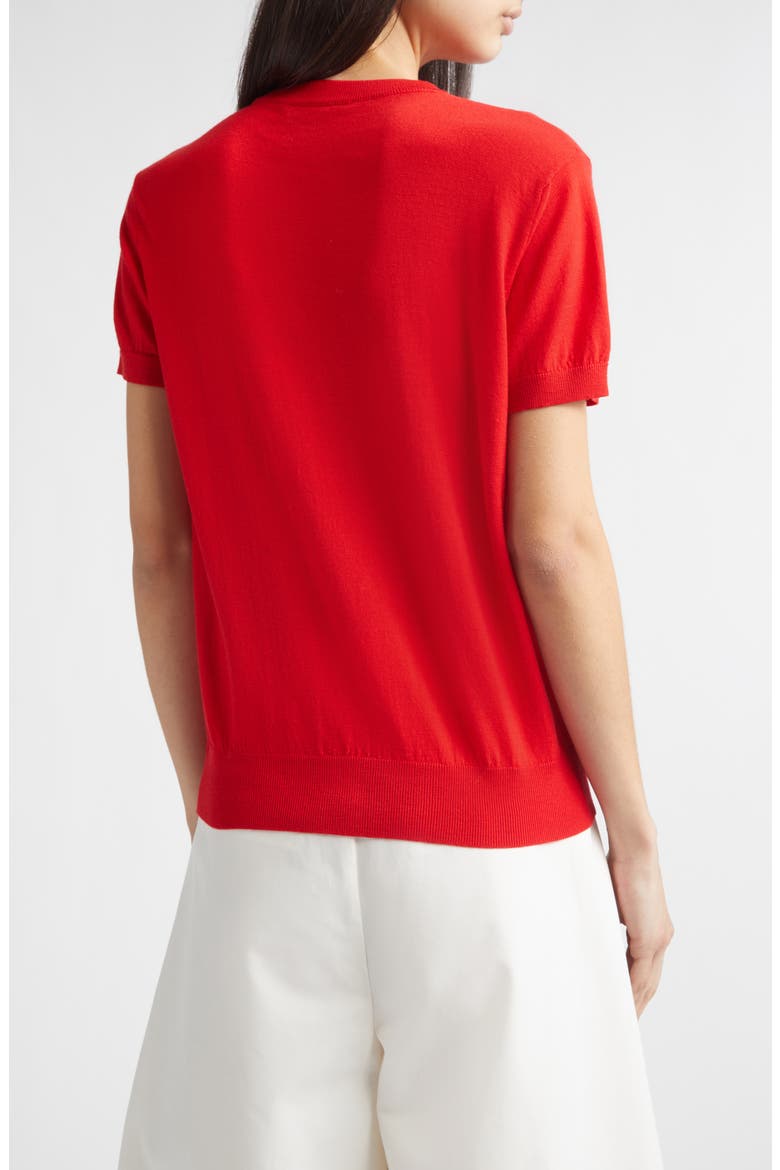 Enzo Short Sleeve Virgin Wool Sweater, Alternate, color, POPPY
