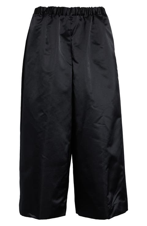 Crop Satin Wide Leg Pants