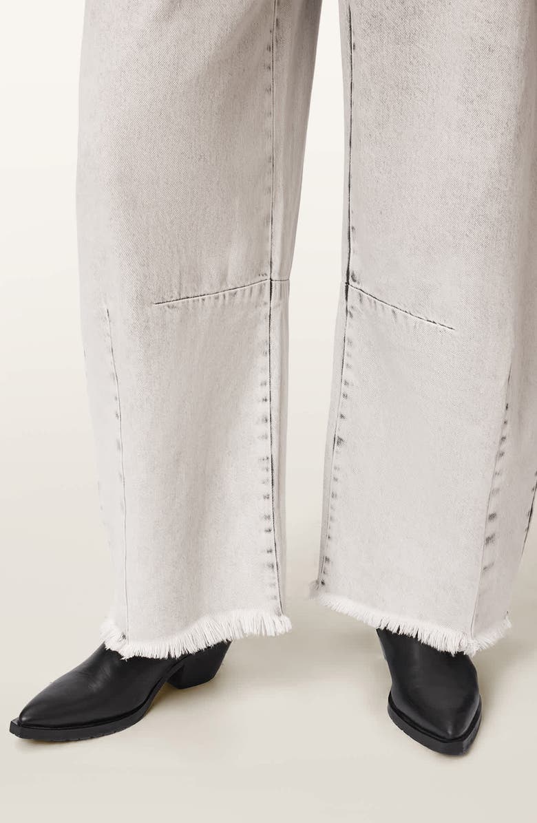AllSaints Payton Raw Hem Crop Wide Leg Jeans, Alternate, color, Bleached Grey