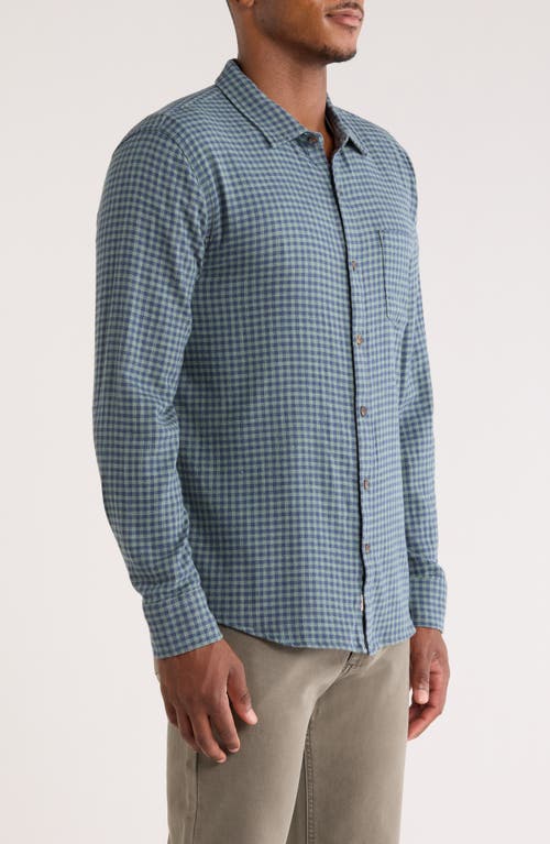 Marine Layer Classic Gingham Stretch Cotton Button-up Shirt In Blue