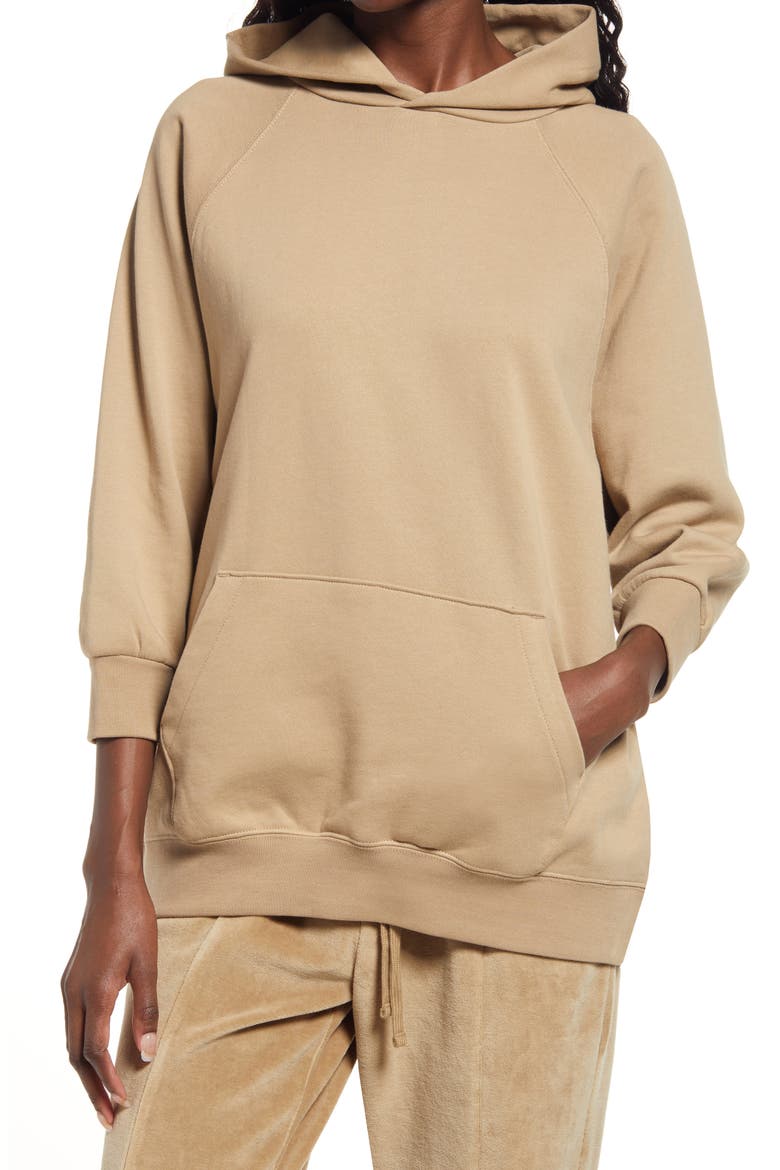 French Terry Three-Quarter Sleeve Hoodie, Main, color, OAK