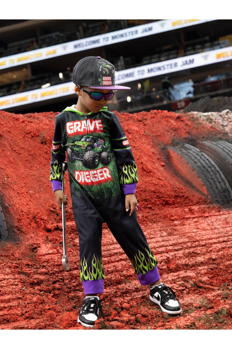 Fleece Hooded One Piece, Alternate, color, Grave Digger Green
