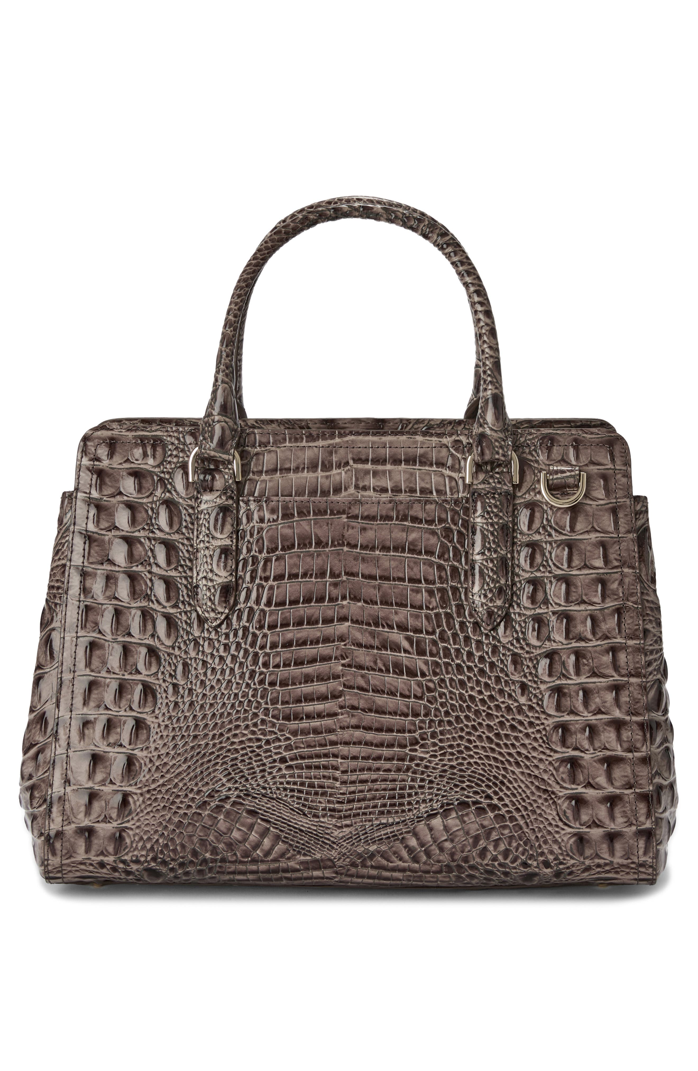 Brahmin Small Finley Croc Embossed Leather Satchel, Alternate, color, Smokey Taupe Melbourne