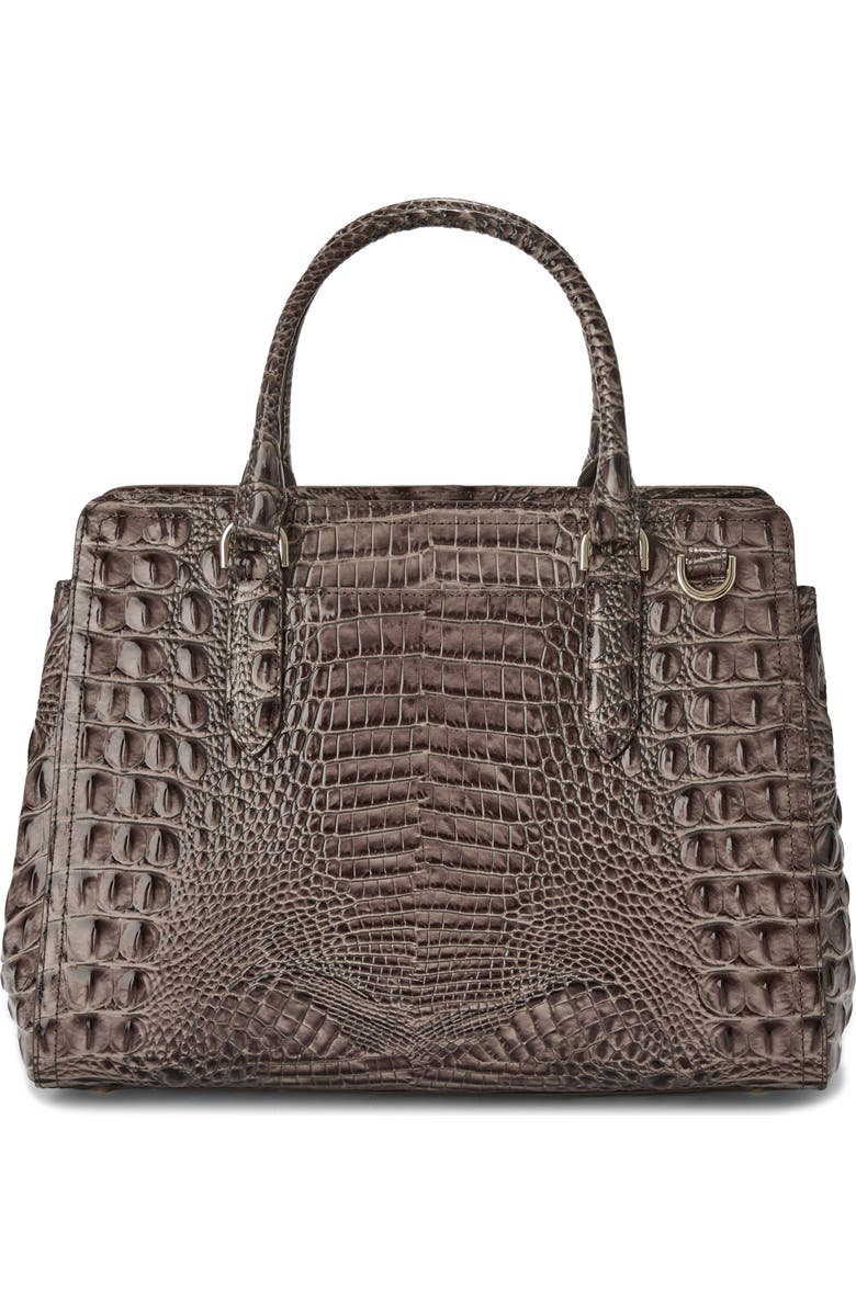 Brahmin Small Finley Croc Embossed Leather Satchel, Alternate, color, Smokey Taupe Melbourne