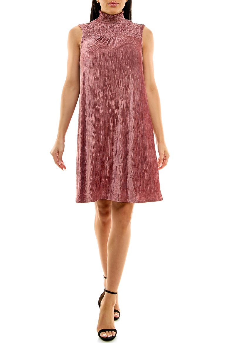 Smocked Crinkled Dress, Main, color, MAUVE MIST