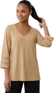 Jessica London Stretch Knit Mesh Inset Sleeve Tunic