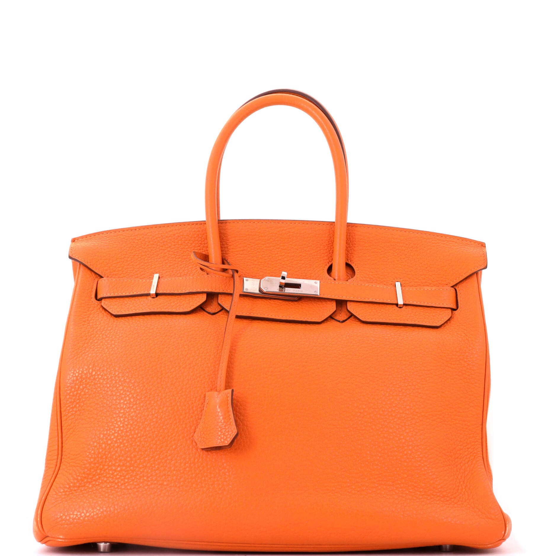 Pre-Owned Hermes Birkin Handbag Orange Clemence with Palladium Hardware 35, Main, color, Orange H