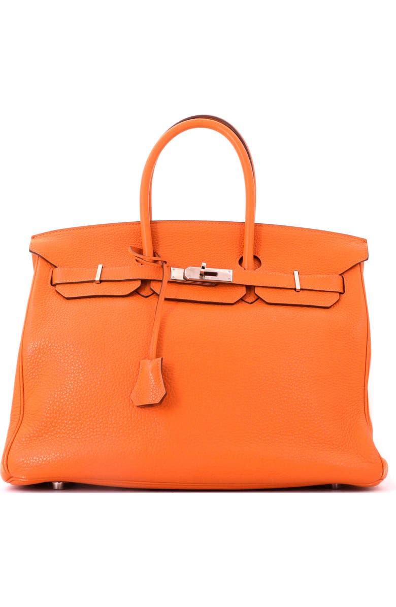 Pre-Owned Hermes Birkin Handbag Orange Clemence with Palladium Hardware 35, Main, color, Orange H