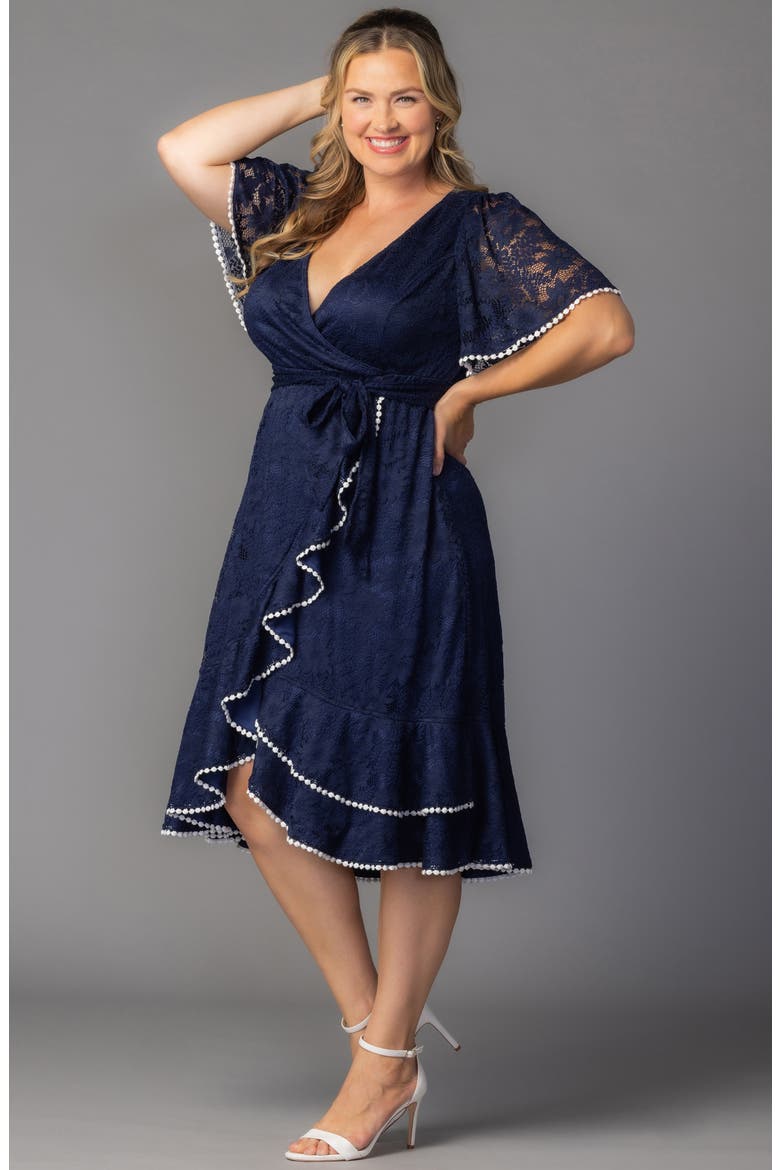 Palermo Lace Faux Wrap Dress, Alternate, color, NAVY BLUE