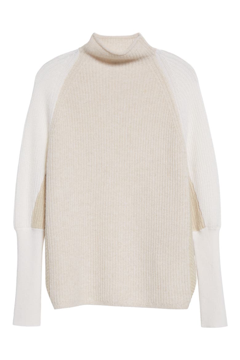 Emma Colorblock Mock Neck Cashmere Sweater, Alternate, color, CAMEL