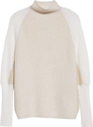 Club Monaco Emma Colorblock Mock Neck Cashmere Sweater