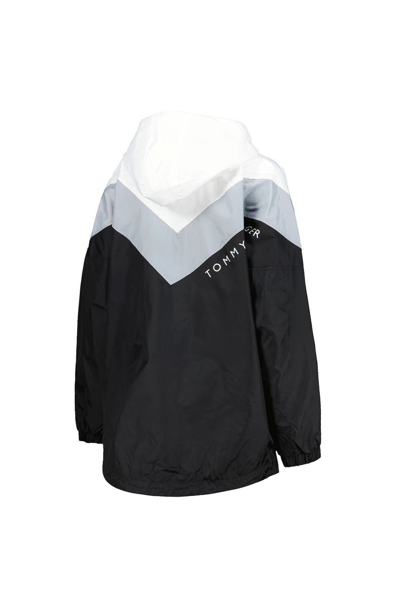 Tommy Hilfiger Women's Tommy Hilfiger White/Silver Las Vegas Raiders Staci Half-Zip Hoodie Windbreaker Jacket, Alternate, color, 