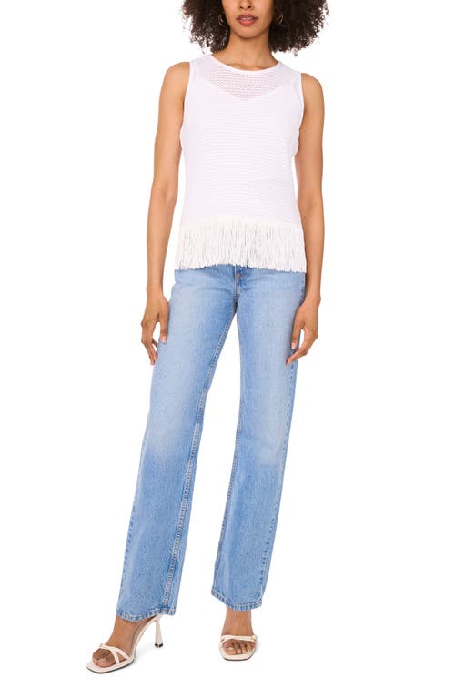1.state Open Stitch Fringe Tank In White