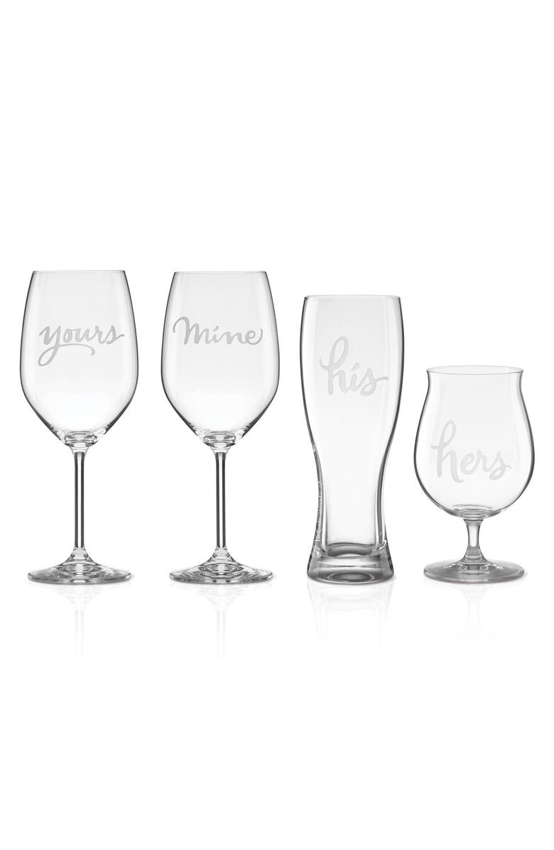 Kate Spade New York his & hers set of 2 crystal beer glasses, Alternate, color,