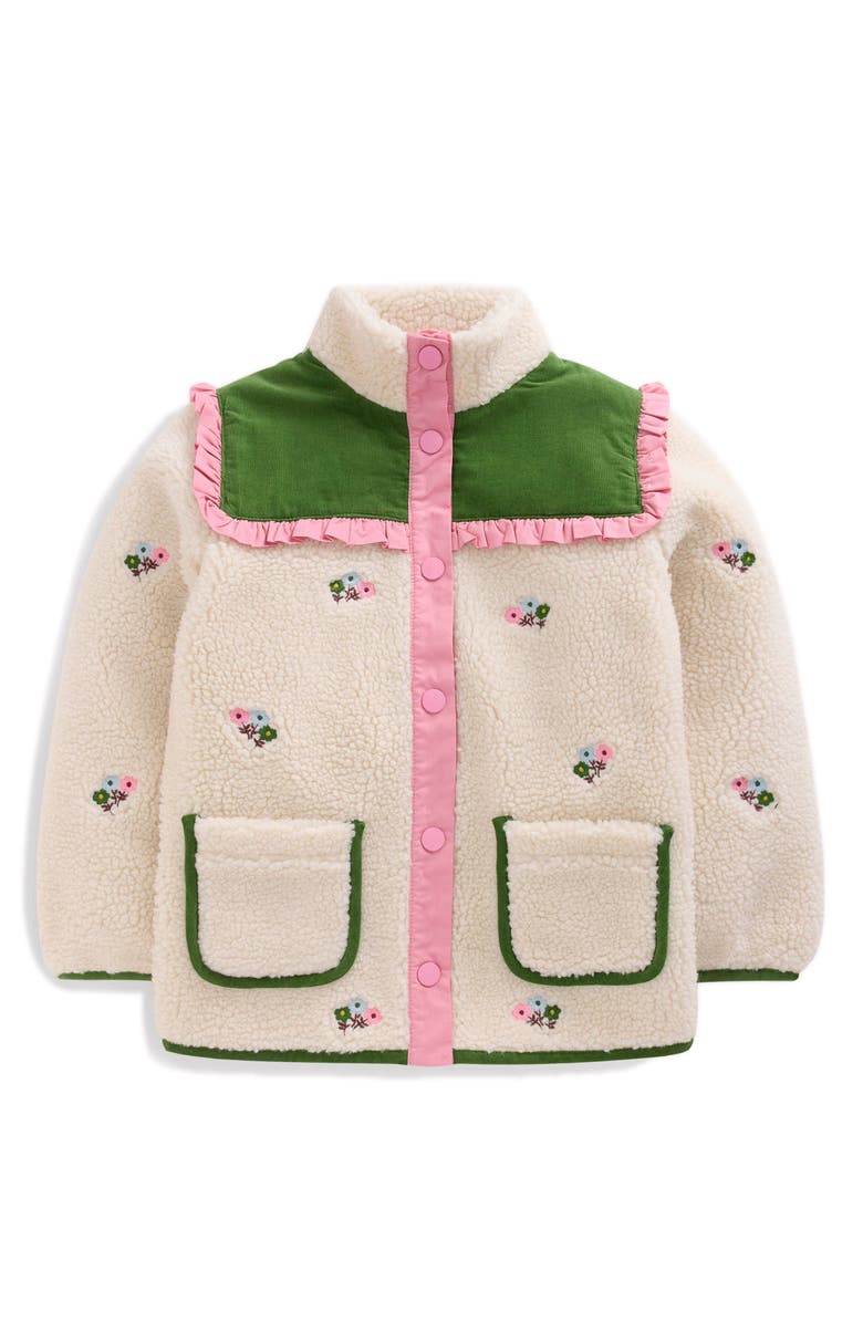Mini Boden Kids' Pretty Mixed Media Jacket, Main, color, Soft Ivory Embroidered