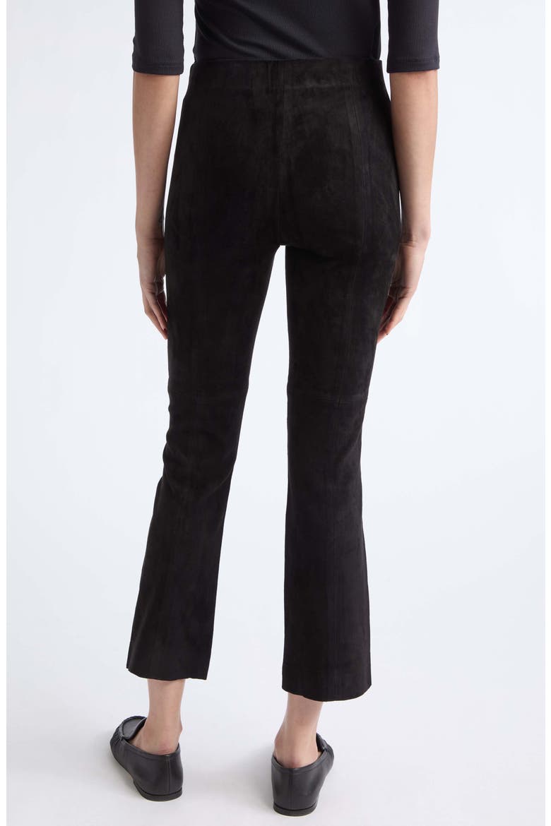 Lambskin Suede Crop Flare Leg Pants, Alternate, color, BLACK