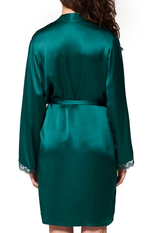 Simone Perele Love Me Lace Trim Silk Blend Robe In Green