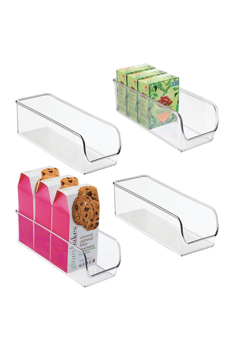 Narrow Pantry Bin for Kitchen or Cabinet Storage - Set of 4 - Clear, Main, color, Clear