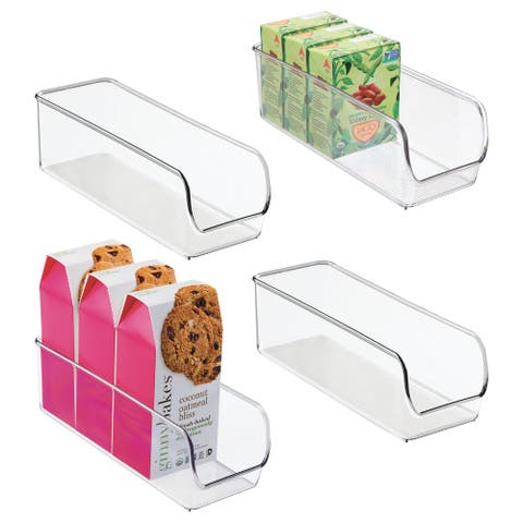 Narrow Pantry Bin for Kitchen or Cabinet Storage - Set of 4 - Clear