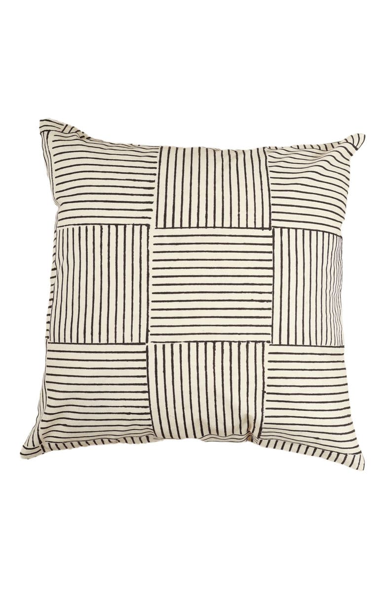 Ninéh Desert Dunes Hand Block Print Pillow - Cover, Main, color, Black And Cream