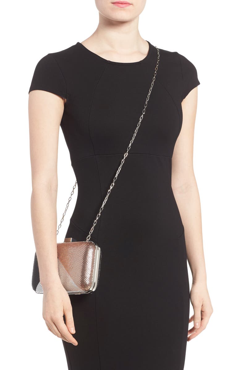 Whiting & Davis Color Block Mesh Box Clutch, Alternate, color,