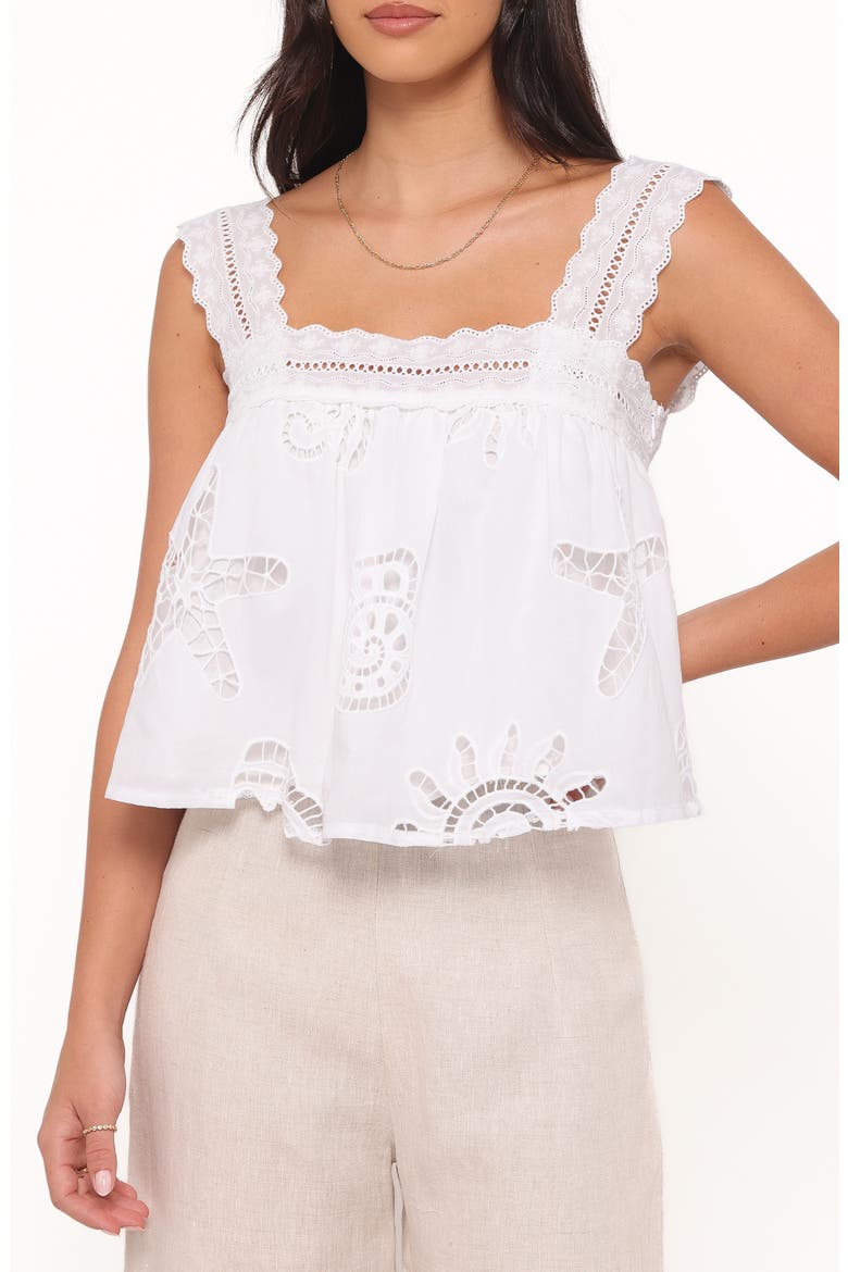 Aideen Sleeveless Eyelet Top, Alternate, color, WHITE