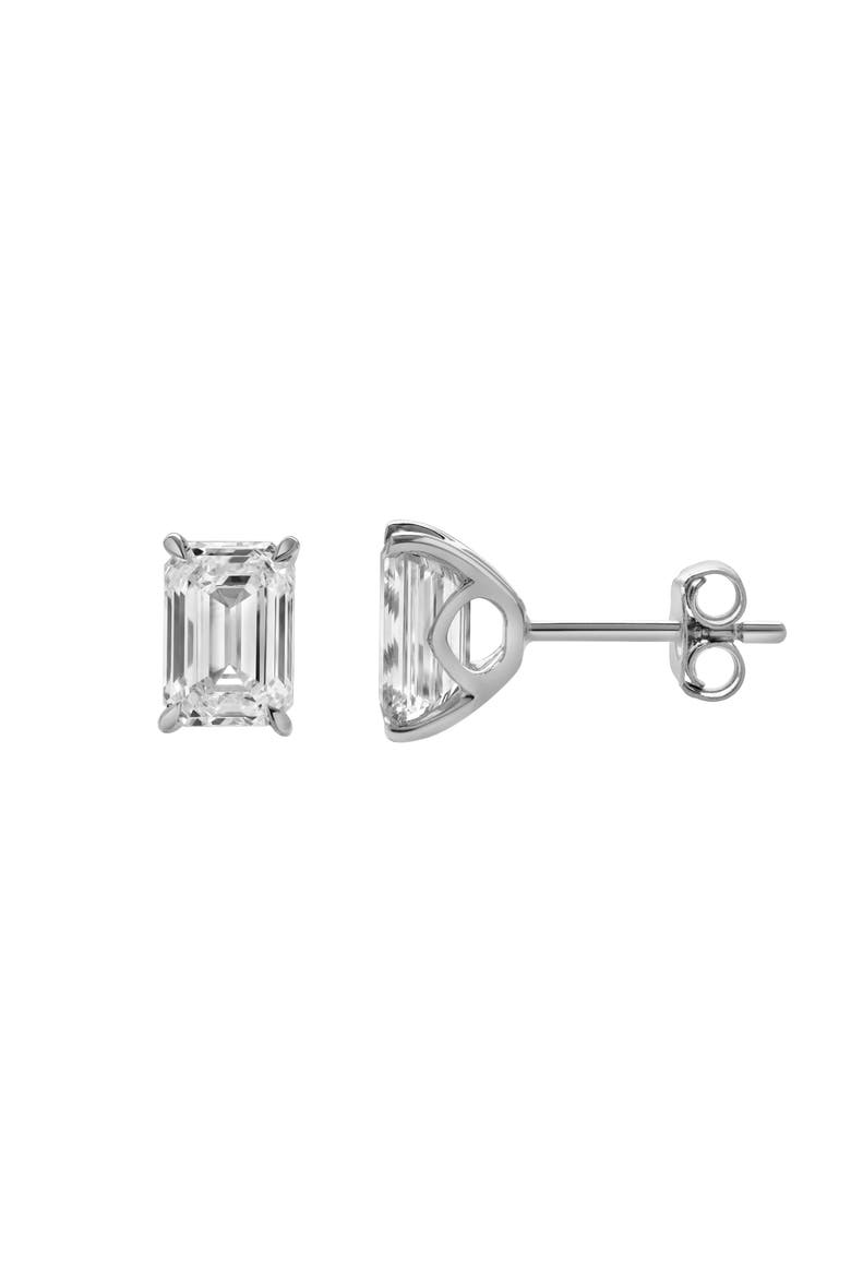 Viridian 14K White Gold Lab Grown Emerald Cut Solitaire Diamond Earrings - 2.02 Cts, Alternate, color, 14K White Gold