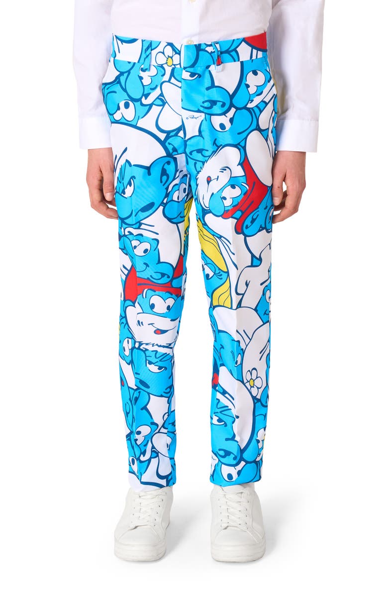 OppoSuits Kids' The Smurfs Two-Piece Suit & Tie Set, Alternate, color, Blue Multi
