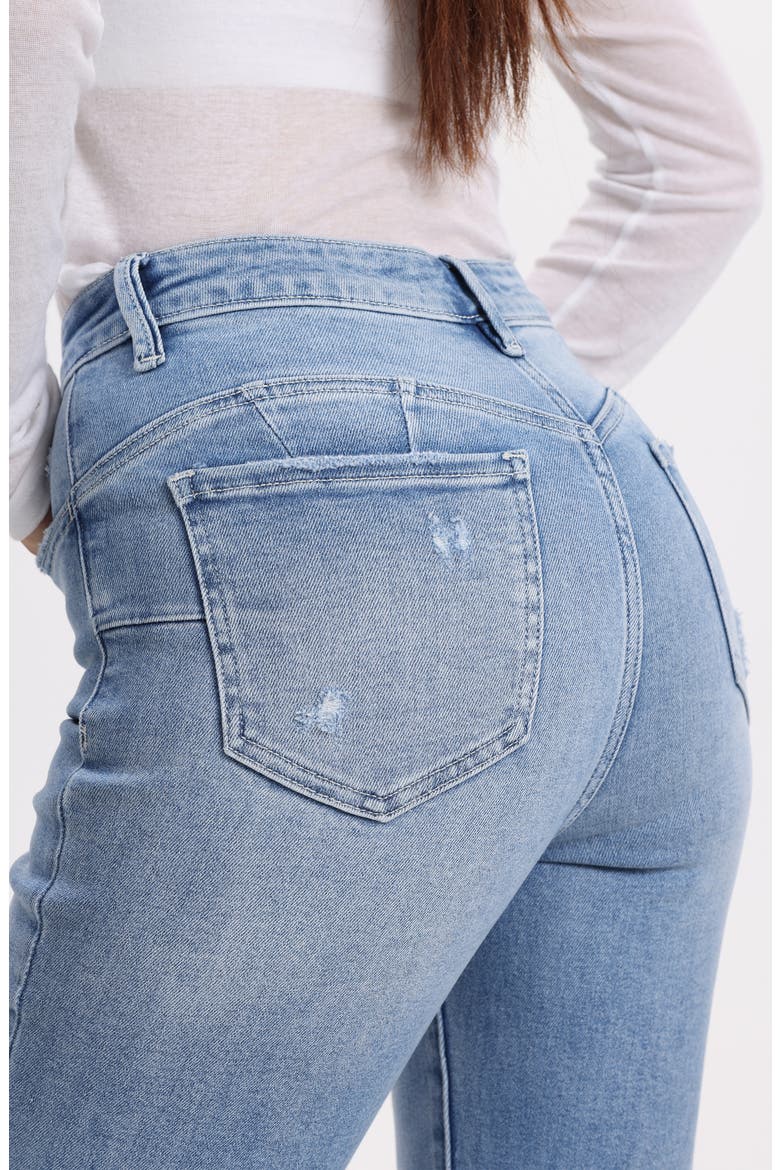 Ripped High Waist Bootcut Jeans, Alternate, color, LIGHT BLUE