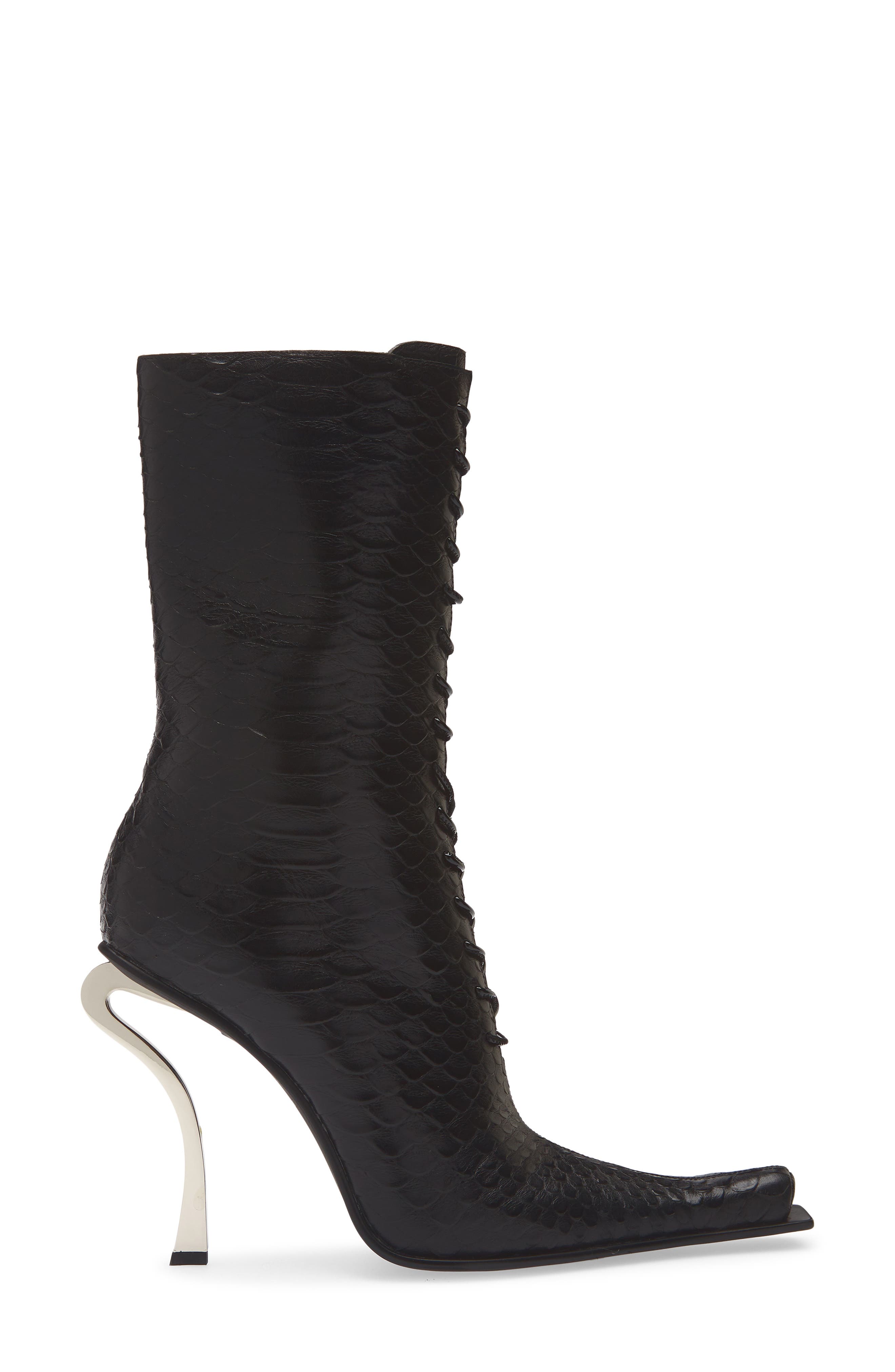 Jeffrey Campbell Rembrandt Pointy Toe Lace-Up Boot, Alternate, color, Black Snake