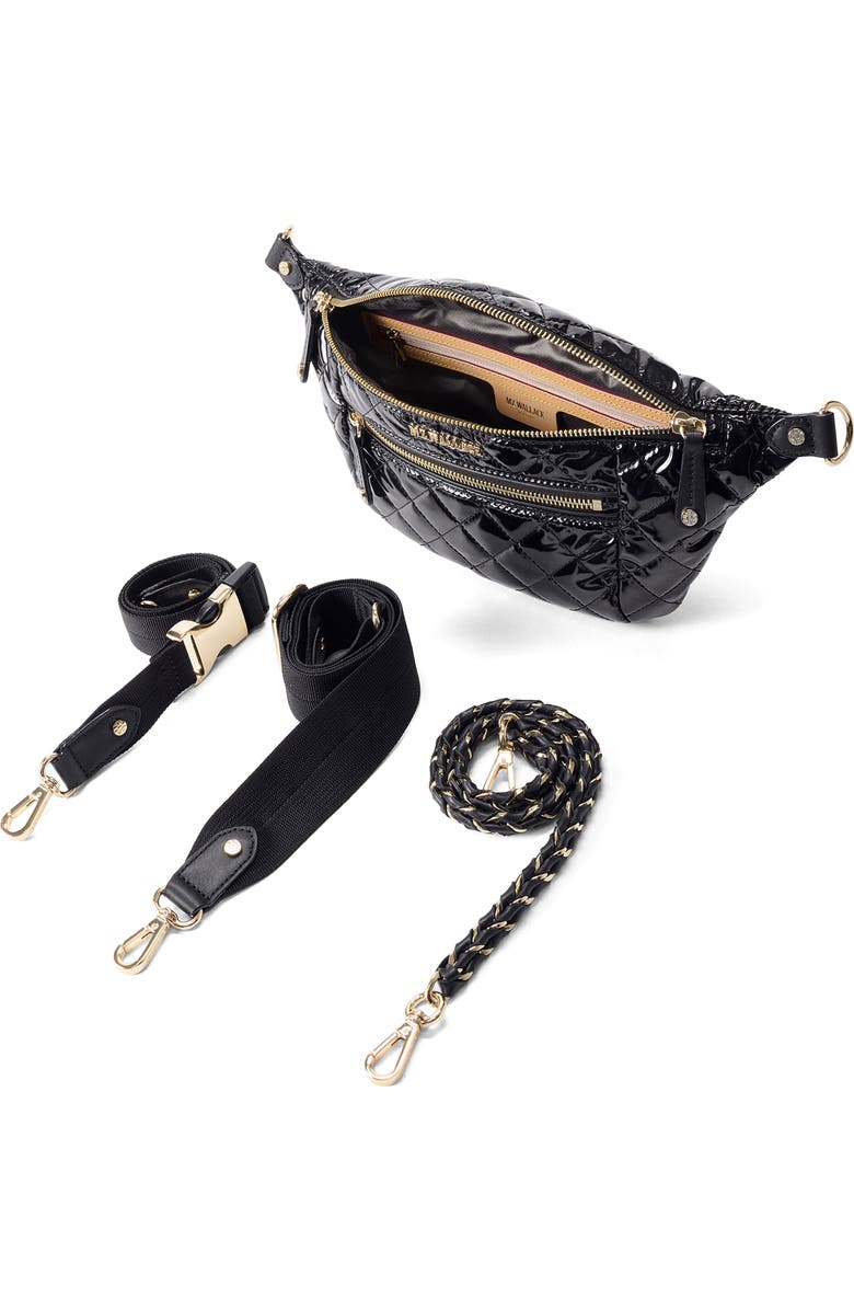 MZ Wallace Small Crosby Quilted Nylon Convertible Sling Bag, Alternate, color, Black Lacquer