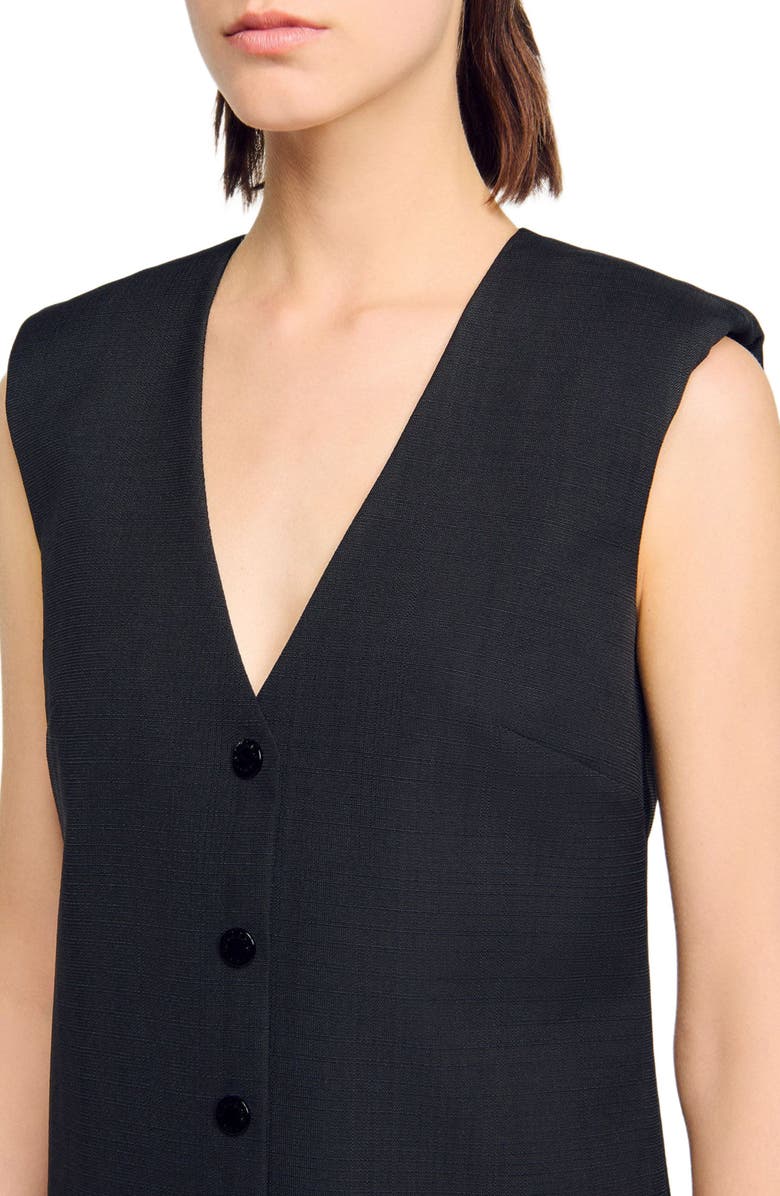 SANDRO Short tailored dress with ruffle, Alternate, color, Black