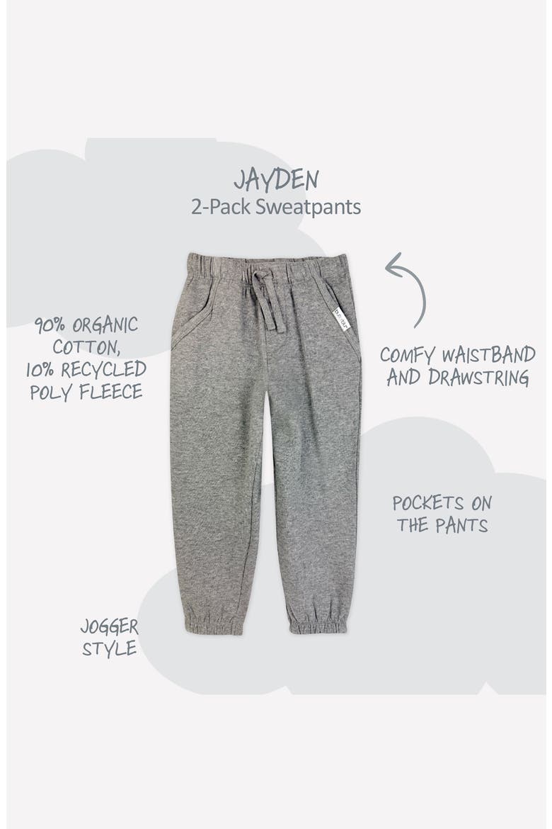 Kids' Jayden 2-Pack Organic Cotton & Recycled Polyester Sweatpants, Alternate, color, STONE BLACK