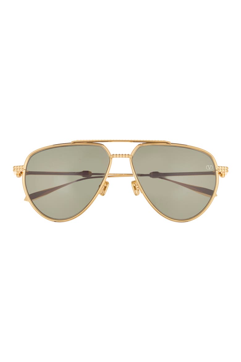 V-Stud II 59mm Aviator Sunglasses, Main, color, GOLD GOLD GREEN