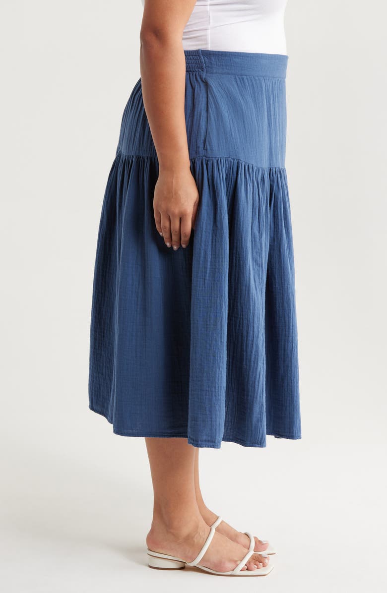 Caslon<sup>®</sup> Cotton Gauze Midi Skirt, Alternate, color, Navy Denim