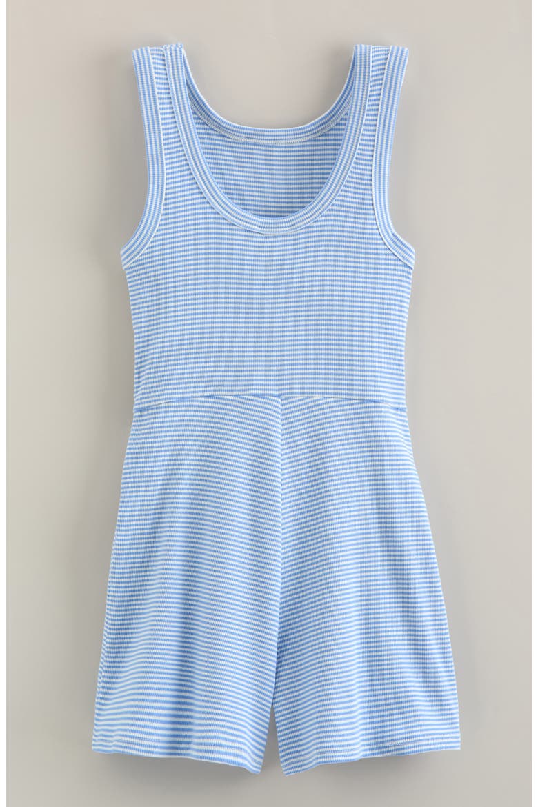 Kids' Wrap Skirt Romper, Alternate, color, BLUE ROBBIA-IVORY DRESS STRIPE