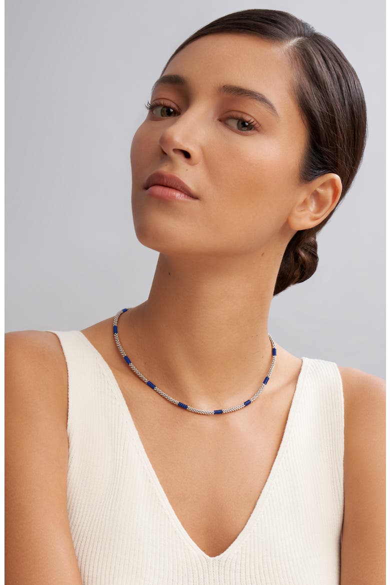 Blue Caviar Ceramic Station Necklace, Alternate, color, BLUE