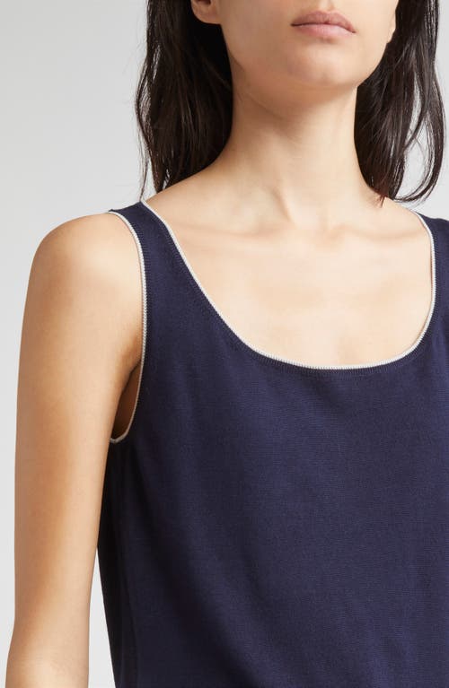 Eleventy Tipped Merino Wool Sweater Tank In Blue