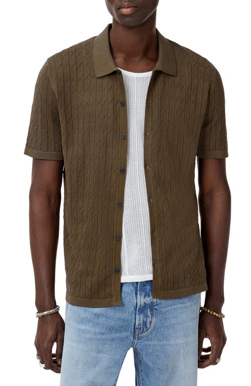 John Varvatos Moore Short Sleeve Organic Cotton Sweater In Green