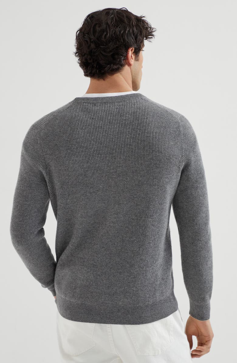 Brunello Cucinelli English Rib knit sweater, Alternate, color, Dark Grey