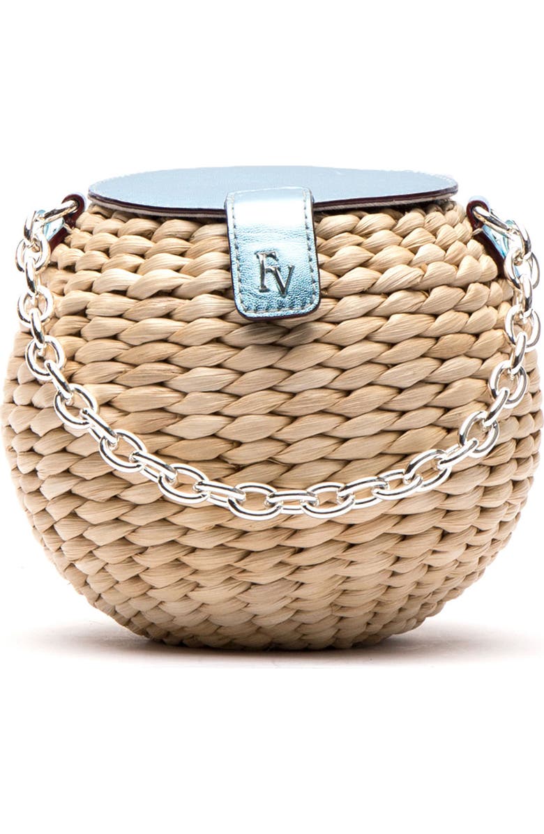 Frances Valentine Mini Straw Bucket Bag, Main, color,