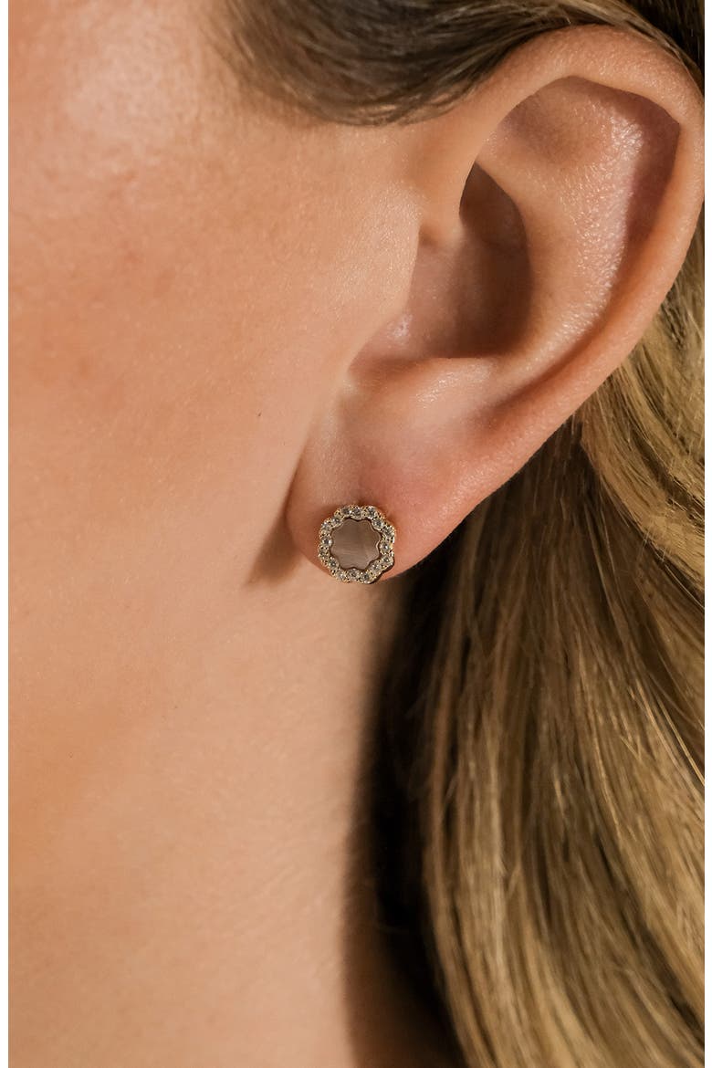 Cubic Zirconia Rose Petal Stud Earrings, Alternate, color, GOLD/PINK