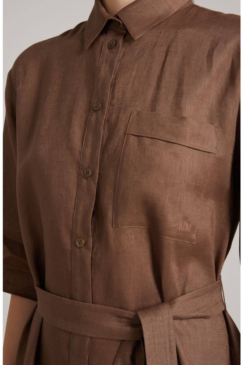 Tabella Belted Linen Shirtdress, Alternate, color, HAZELNUT BROWN