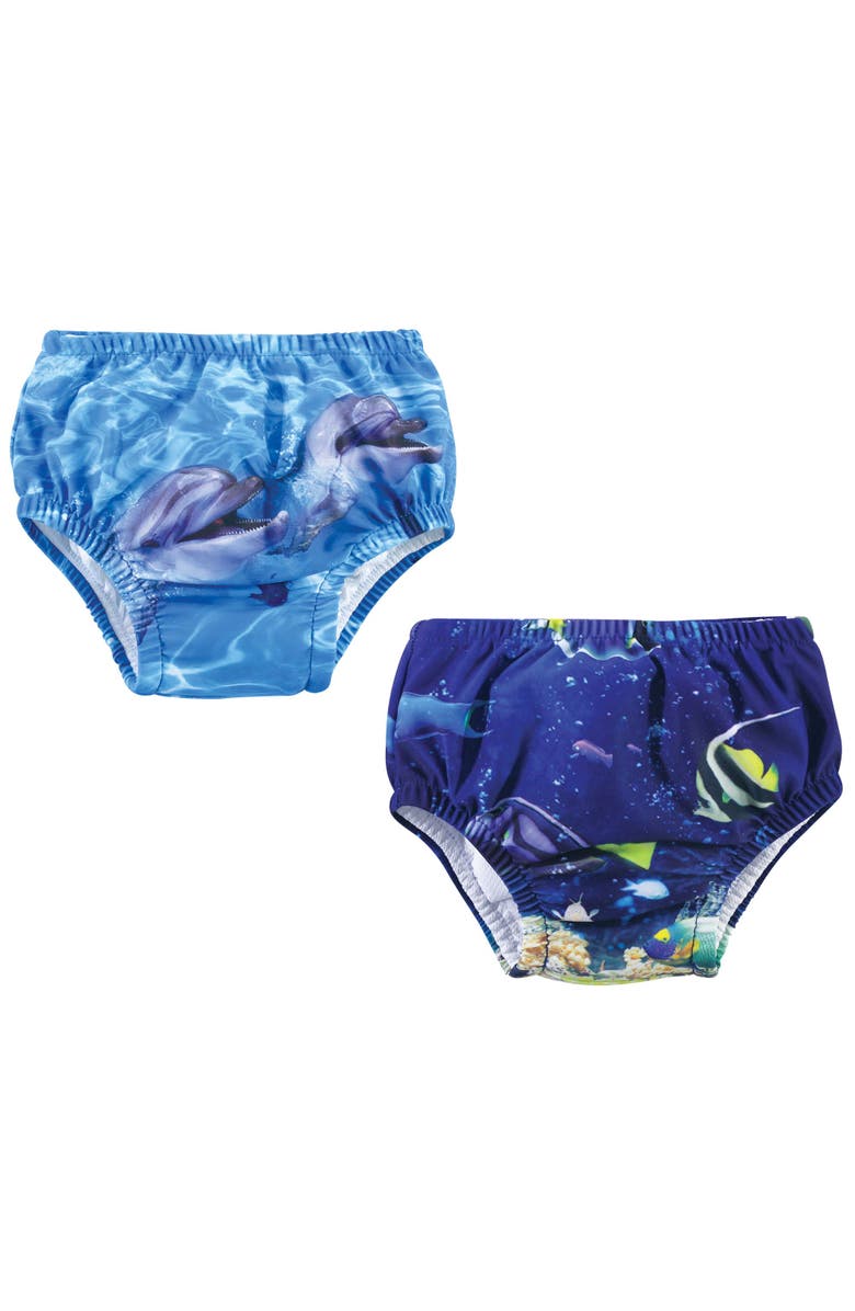 Hudson Baby Rashguard Set, Main, color, Coral Reef Dolphin