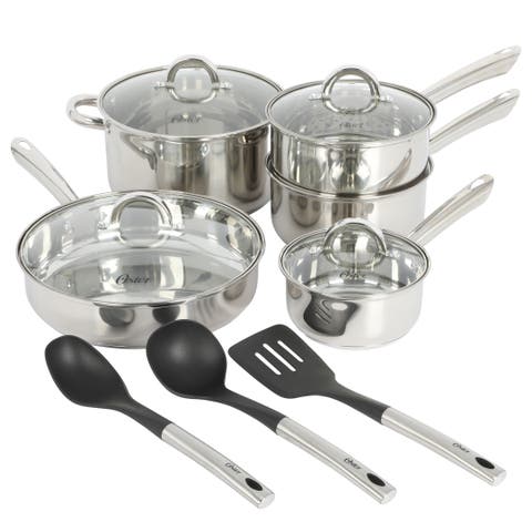 Sangerfield 12-Piece Stainless Steel Cookware Set with Kitchen Tools
